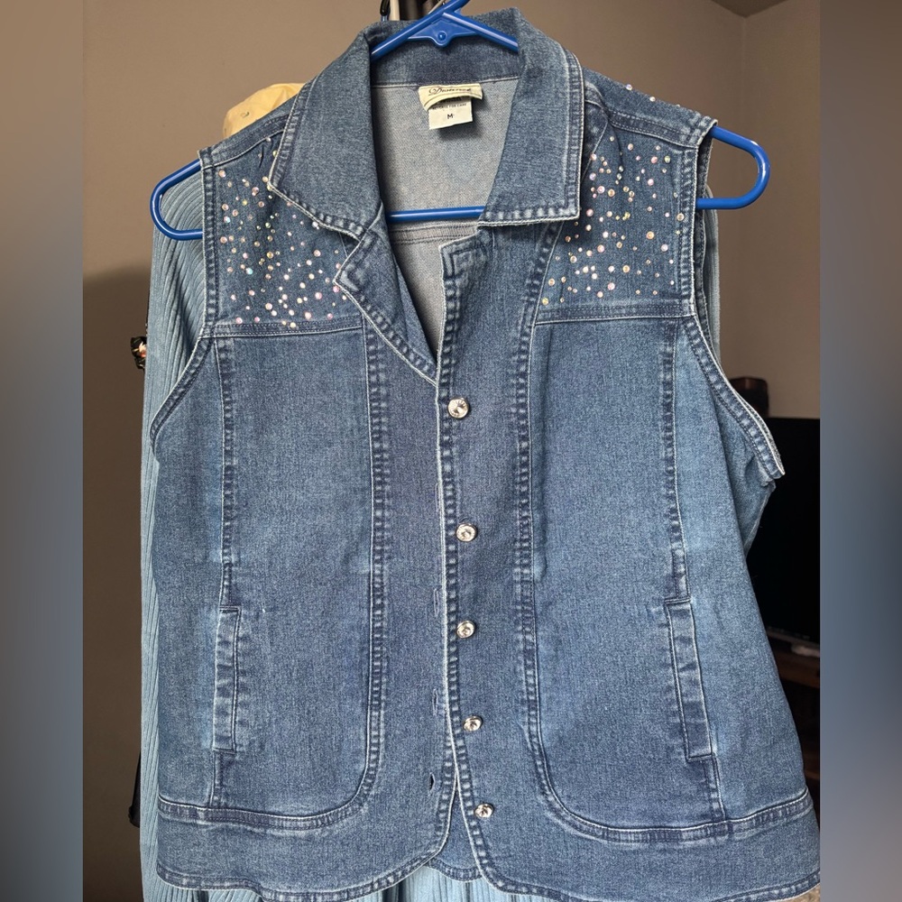 Rhinestone Denim Distinct Vest